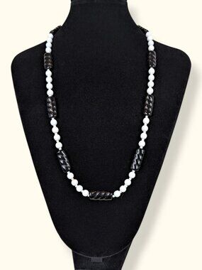 V. Milk Glass & Jet Glass Beaded Necklace